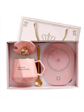 Desk Coffee Warmer & Mug Set - Perfect Birthday & Graduation Gifts for Her, Auto